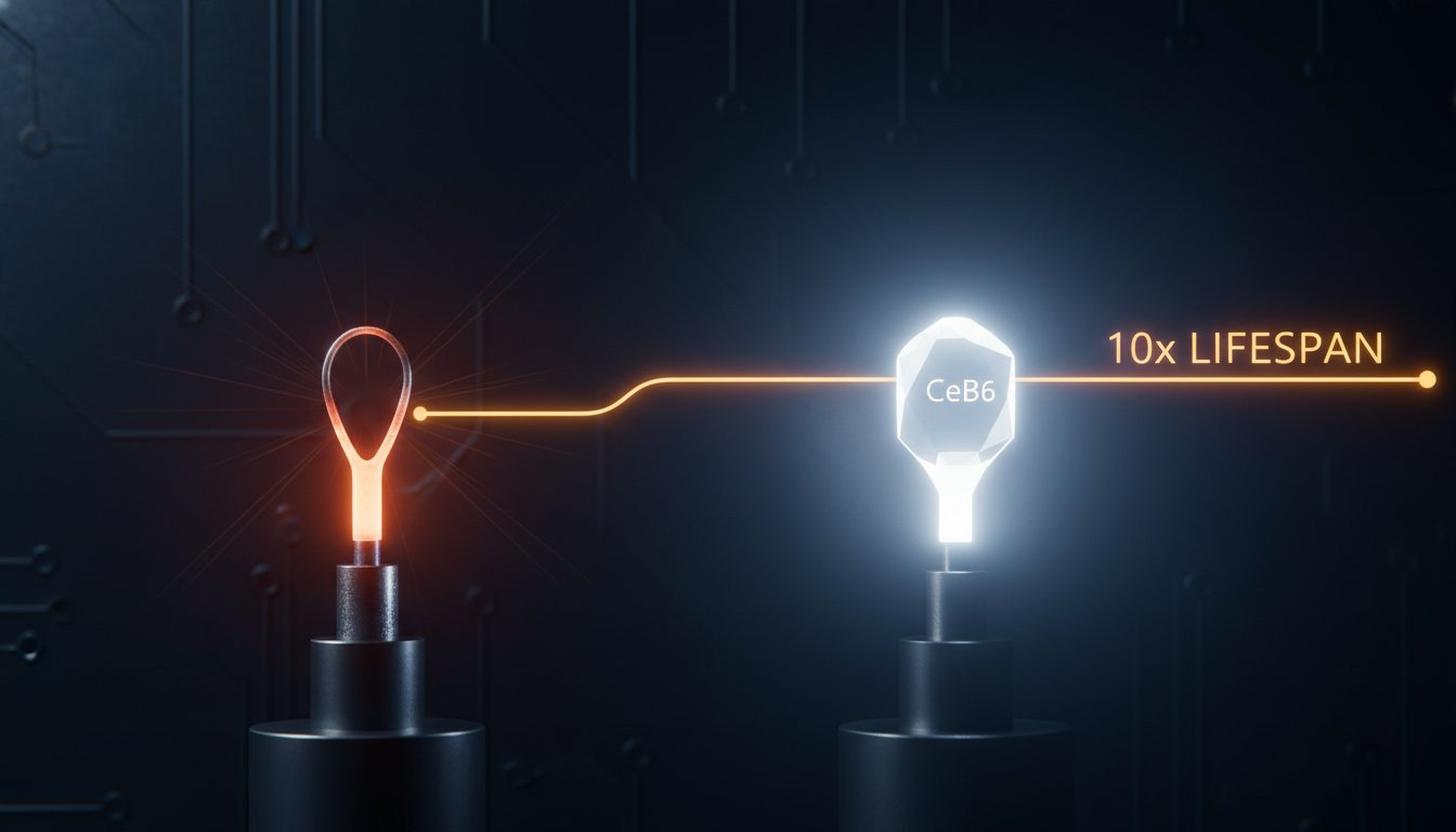 Tungsten vs. CeB6 Filament Lifespan: A Technical Comparison for SEM Operations in 2026