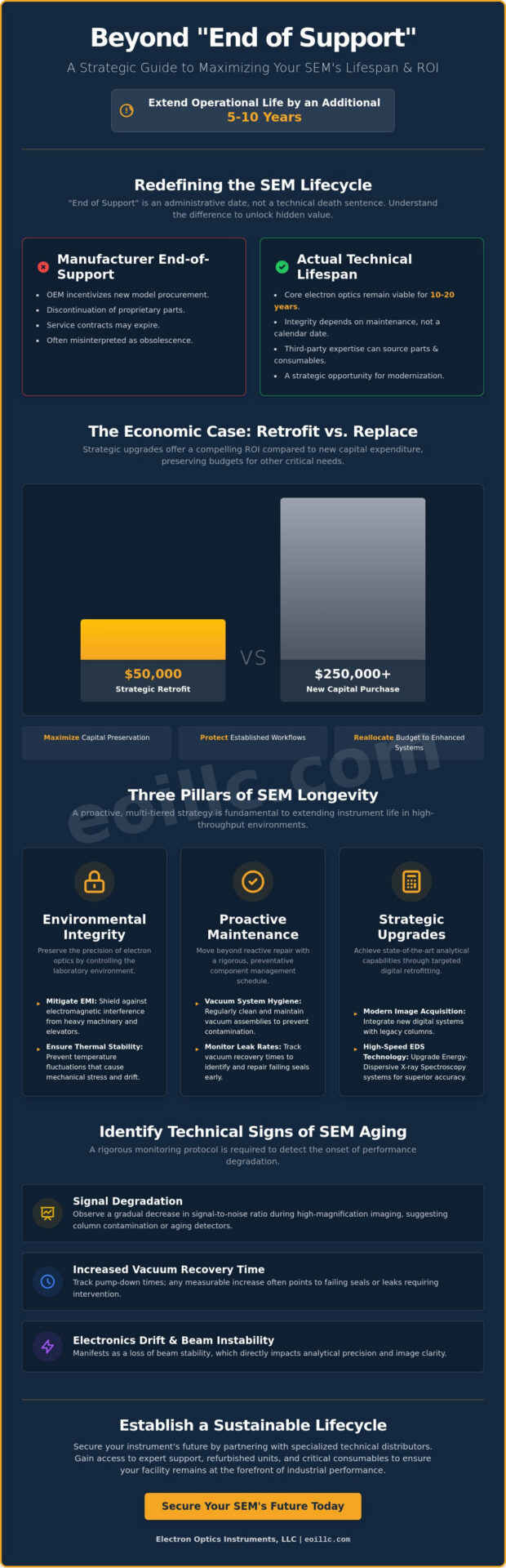 Infographic on extending SEM lifespan and retrofit ROI