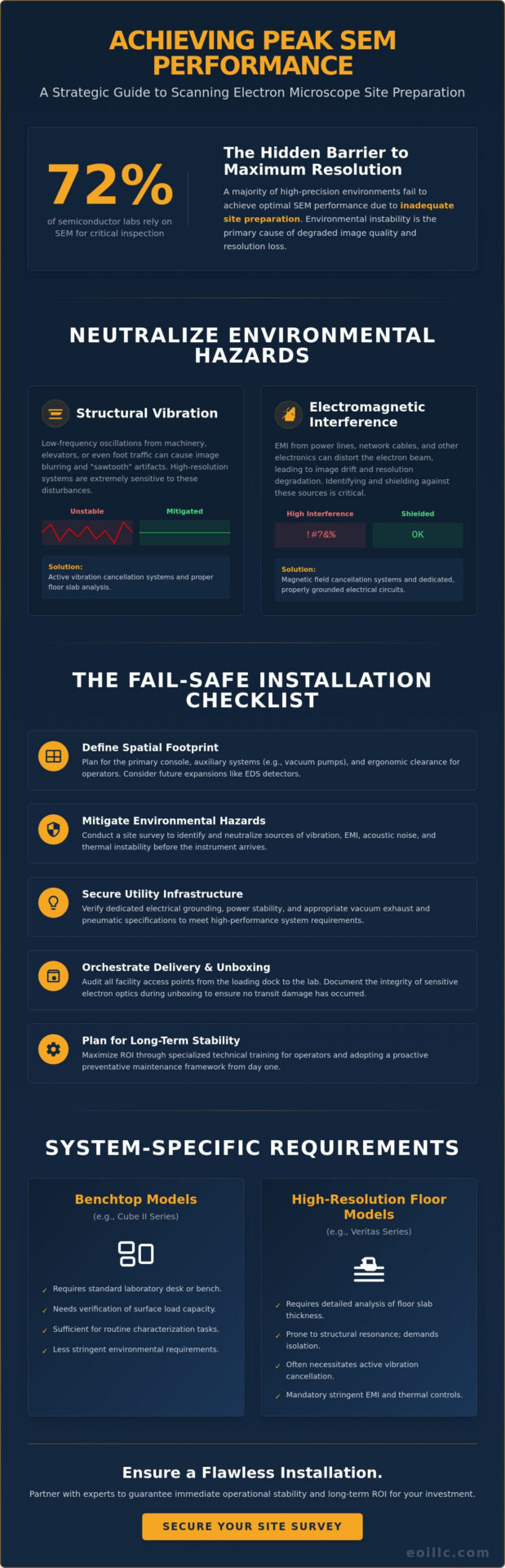 Infographic outlining SEM site readiness checklist