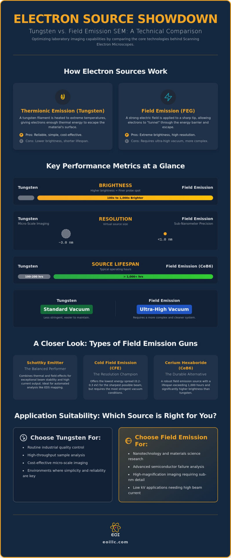 Tungsten vs. Field Emission SEM: A Technical Comparison of Electron Sources in 2026