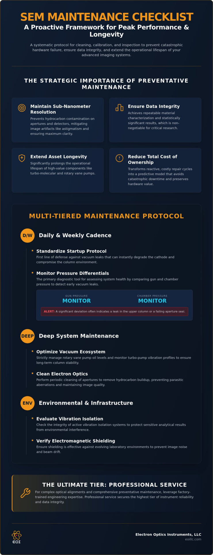 The Comprehensive SEM Maintenance Checklist: Maximizing Precision and Uptime in 2026